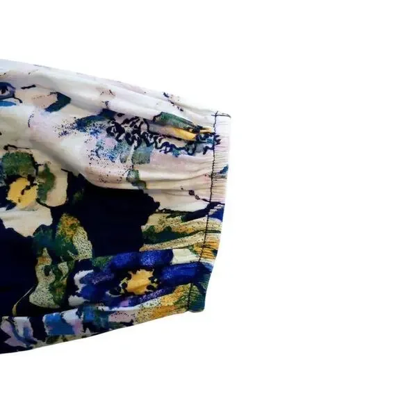 Chicos Floral Top Women Size Medium Blue Preppy Career Classic Feminine - Picture 5 of 9